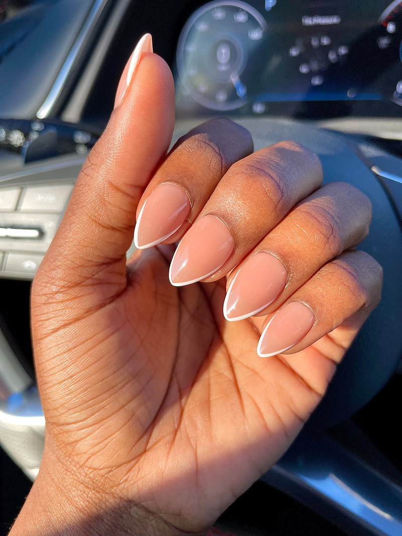 almond nails white